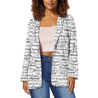 Aviation Lovers Texts aviation design on premium cotton blend 3D-printed women's casual blazer suit.