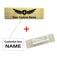 Thumbnail for Side view of Your Custom Design Text Design 70*20MM Brooch Pin Badges aviation brooch in polished alloy, polished finish.