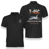 Thumbnail for T-45C Goshawk design on black double-side polo t-shirt, double-side print
