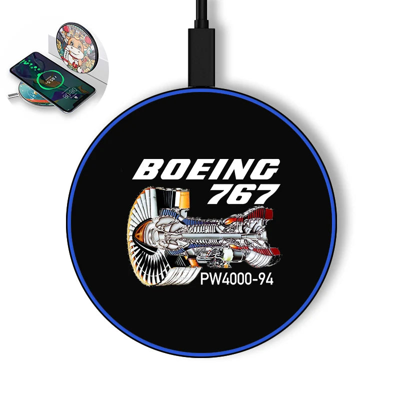 Boeing 767 Engine (PW4000-94) aviation design on durable build wireless charger.