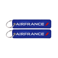 Thumbnail for Air France (Blue) aviation Remove Before Flight key chain, aviation-tag style webbing.