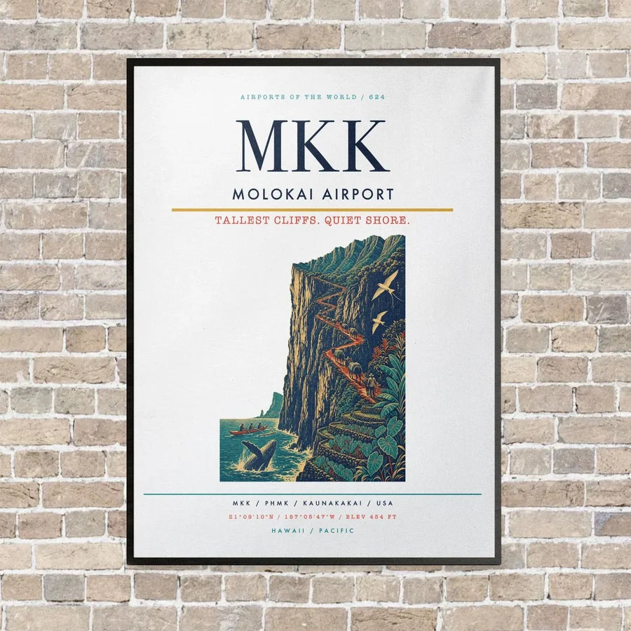 Molokai Airport MKK vertical canvas print - framed - white background
