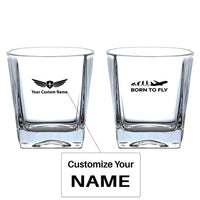 Thumbnail for Born To Fly aviation design on whiskey glass, crystal-clear premium glassware.