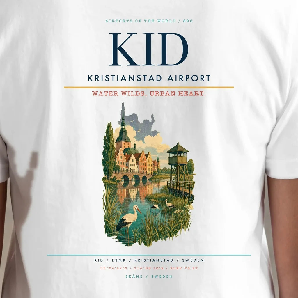 Kristianstad Airport (KID) double-side t-shirt design close-up cover