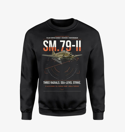 Savoia-Marchetti SM.79-II Sparviero design on black sweatshirt