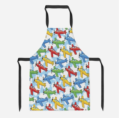 Funny Airplanes aviation design on durable cotton blend kitchen apron.