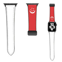 Thumbnail for Singapore Flag leather apple watch band