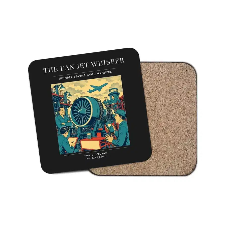 The Fan Jet Whisper - Designed Coasters design on black 1-piece