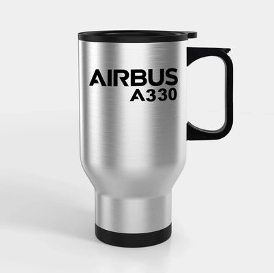 Airbus A330 & Text Travel Mugs (With Holder) aviation design on travel mug with holder, insulated double-wall with car-cup ba.