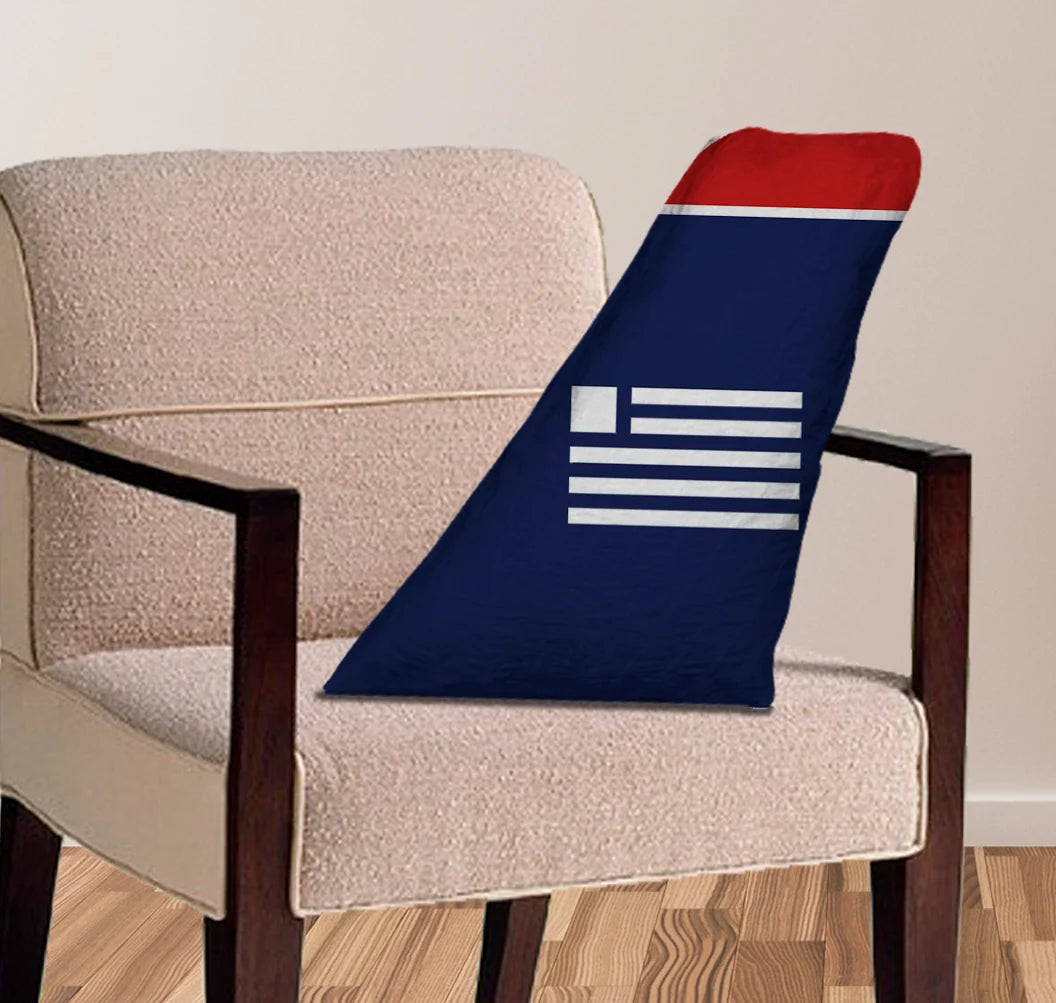 US Airways aviation design on soft polyester filling aircraft tail pillow.