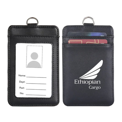 Ethiopian Airlines aviation design ID card holder, faux leather construction.