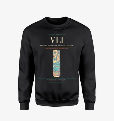Bauerfield International Airport (VLI) design on black sweatshirt