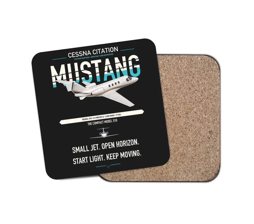 Cessna Citation Mustang design on black 1 piece coaster