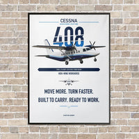 Thumbnail for Cessna 408 SkyCourier vertical canvas print - framed - white background