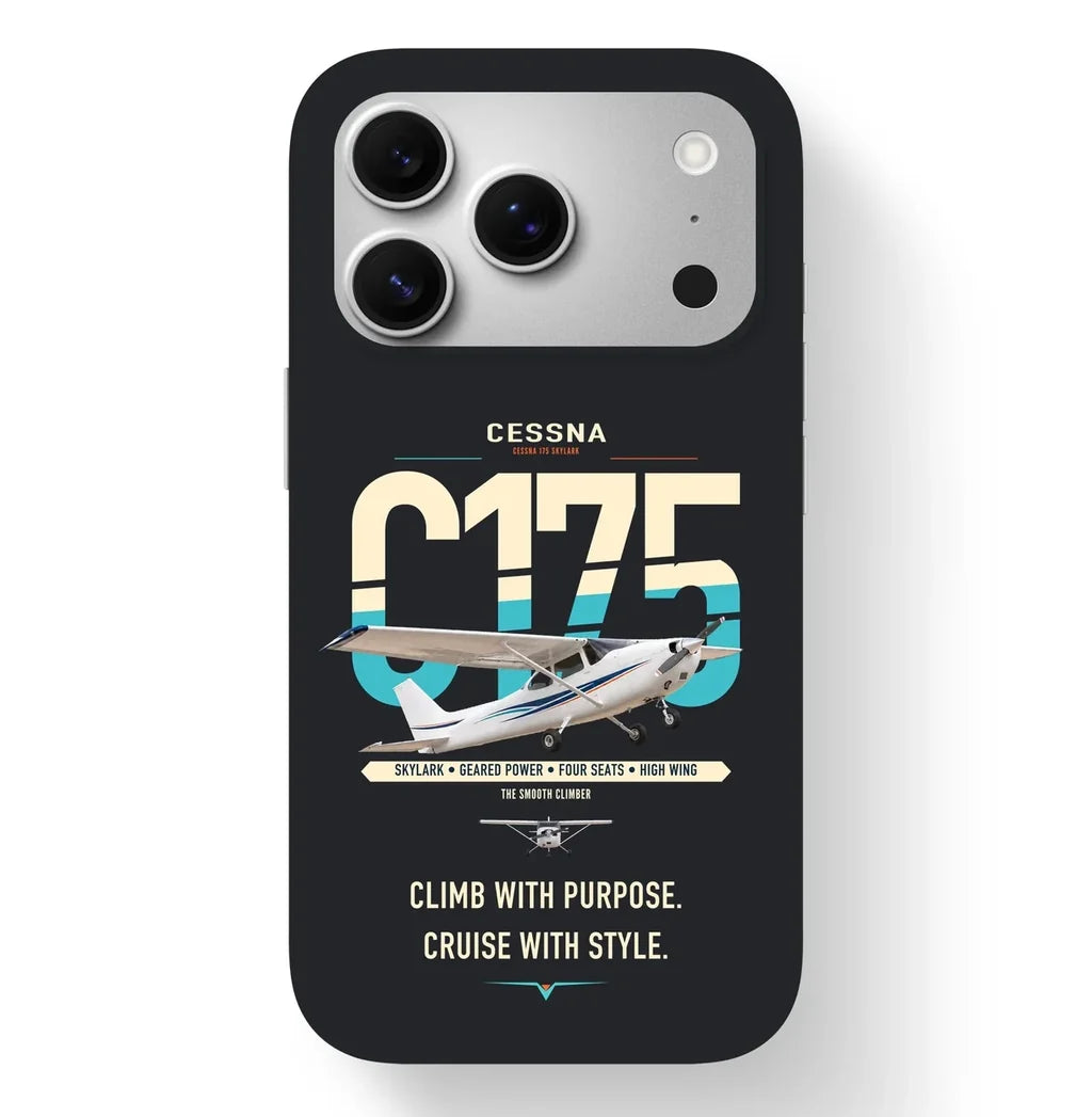 Cessna 175 Skylark design on black magsafe iphone case, for iPhone 17 Pro