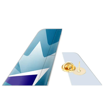 Westjet Airlines aviation design tail-shape badge pin in polished alloy.