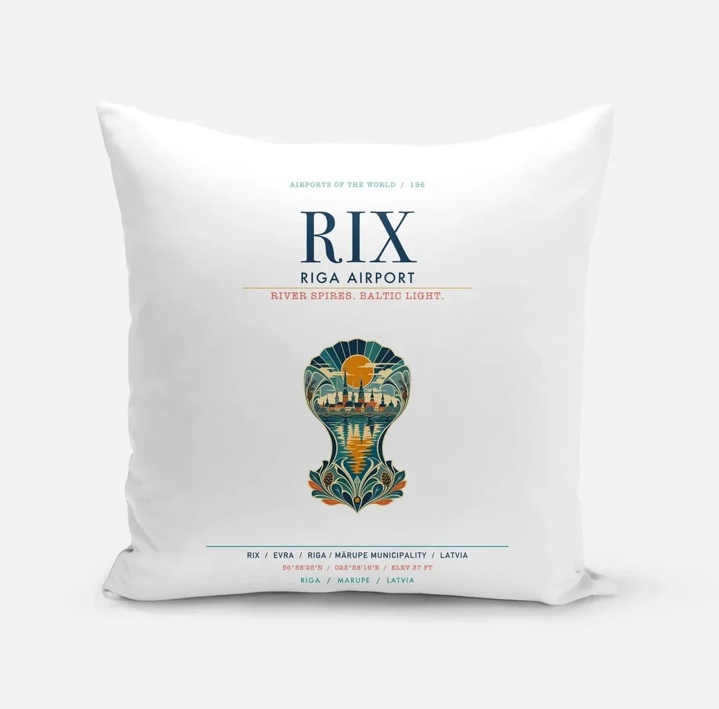 Riga Airport (RIX) design on white pillow