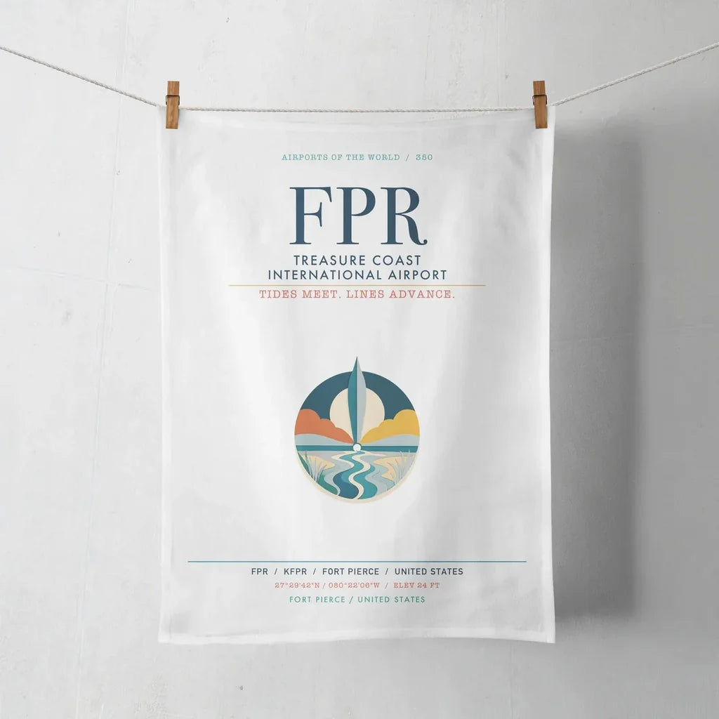 Treasure Coast International Airport (FPR) design on white towel