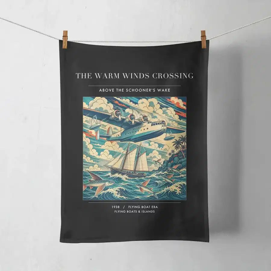 VINTAGE G4067 - The Warm Winds Crossing - Designed Towels design on black