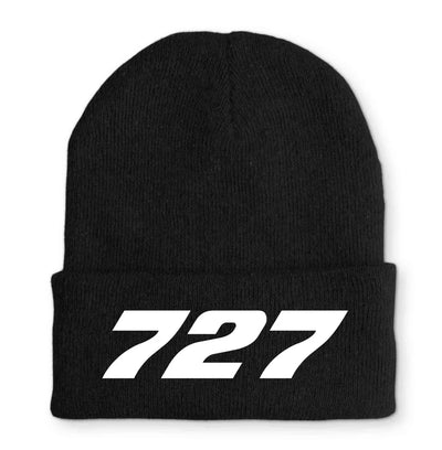 Boeing 727 Flat Text Embroidered aviation embroidery on soft knit fabric beanie.