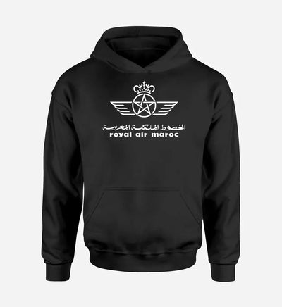 Royal Air Maroc logo printed on black hoodie