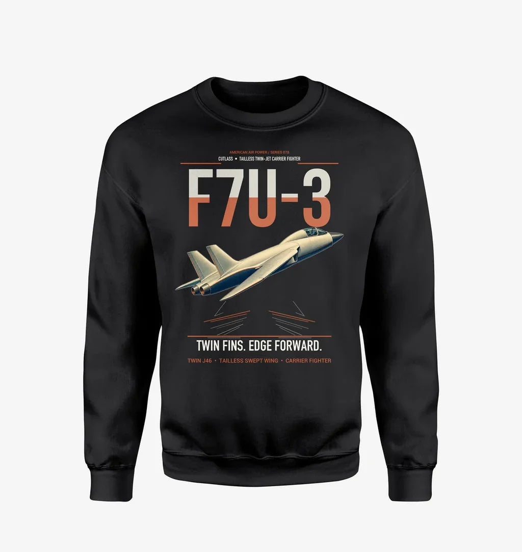 F7U-3 Cutlass design on black sweatshirt