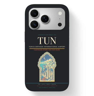 Tunis Airport (TUN) design on black iPhone 17 Pro MagSafe case