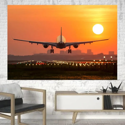 Amazing Airbus A330 Landing at Sunset canvas - 1 Piece