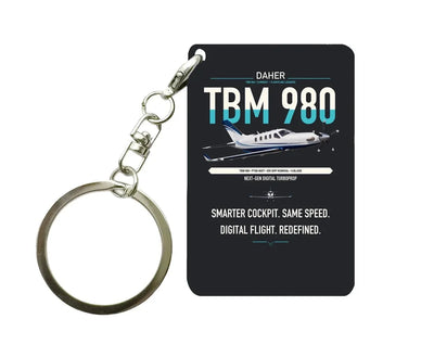 Daher TBM 980 design on black designed key chain, double-side print