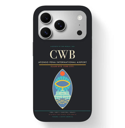 Curitiba Airport (CWB) design on black iPhone 17 Pro MagSafe case