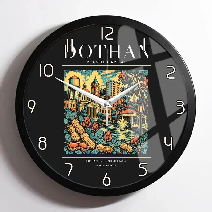 DOTHAN - Poster - Wall Clock Framed - Black