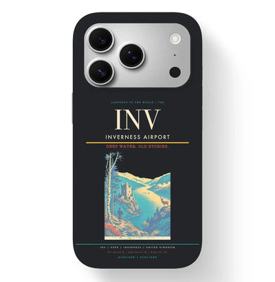 Inverness Airport (INV) design on black iPhone 17 Pro MagSafe case