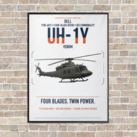 Thumbnail for Bell UH-1Y Venom vertical canvas print - framed - white background