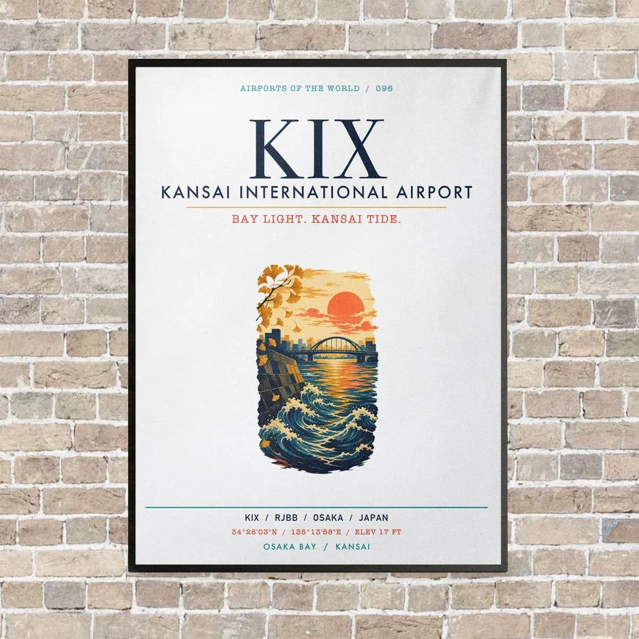 Kansai International Airport Osaka KIX vertical canvas print - framed - white background