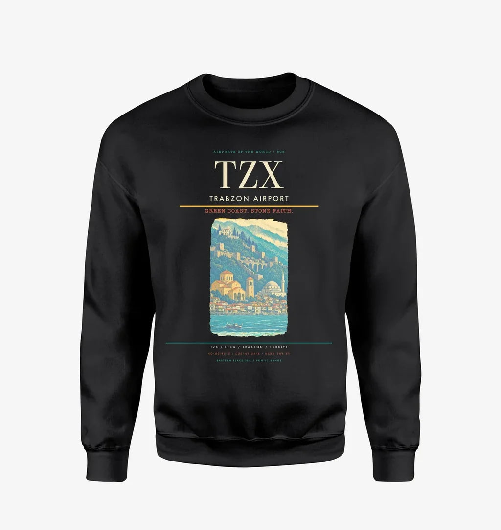 Trabzon Airport (TZX) design on black sweatshirt