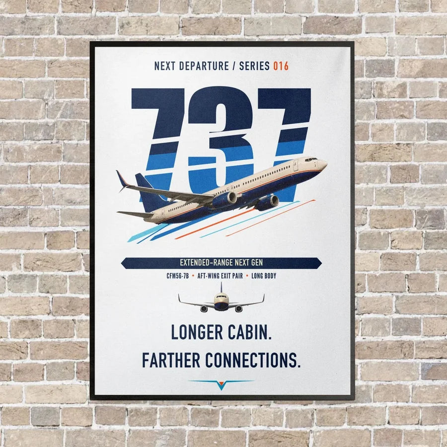 Boeing 737-900ER vertical canvas print - framed - white background