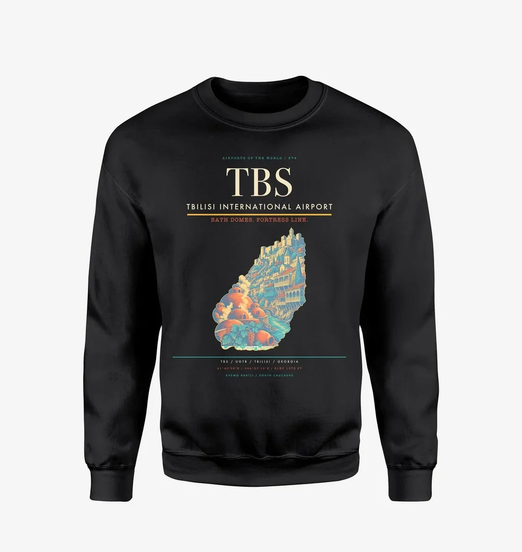 Tbilisi International Airport (TBS) design on black sweatshirt