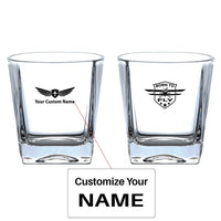 Thumbnail for Born To Fly aviation design on whiskey glass, crystal-clear premium glassware.