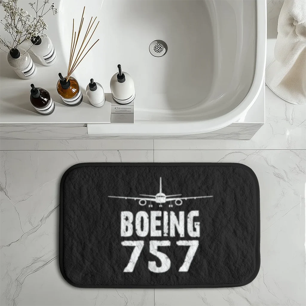 Boeing 757 & Plane aviation design on soft absorbent fabric with non-slip backing bath mat.