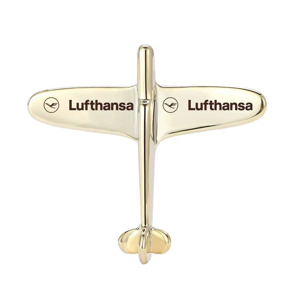Lufthansa Airlines Airplane Shape aviation-themed airplane-shape brooch, polished alloy.