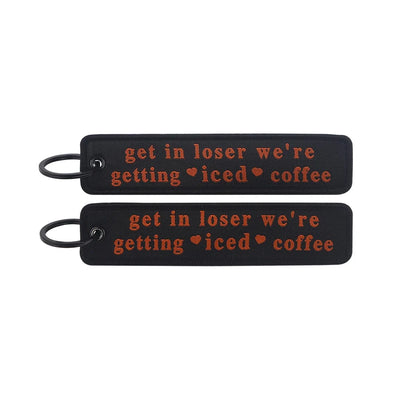 get in loser we're getting iced aviation fashion key chain in polished metal.