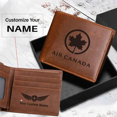 Air Canada aviation print laser-engraved leather wallet, leather.