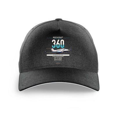 Beechcraft King Air 360 design on black printed hat