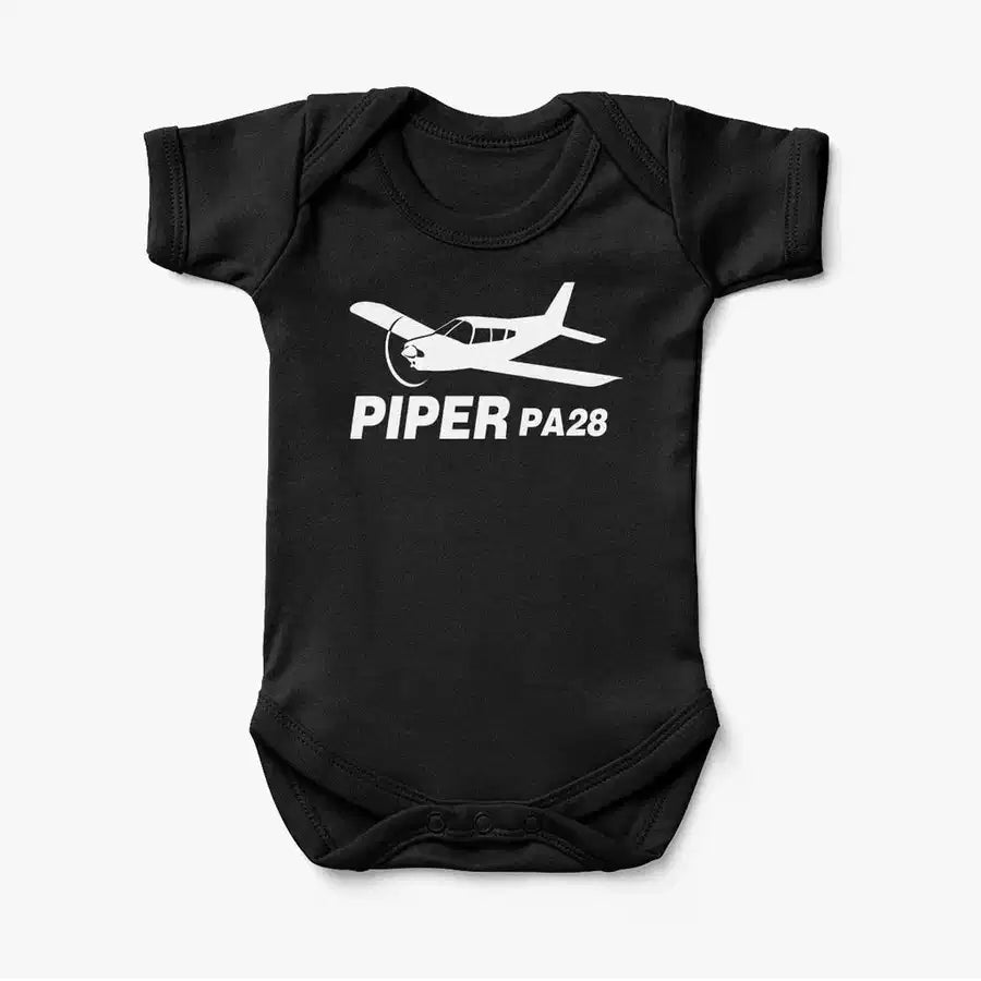 The Piper PA28 aviation print on kids gentle cotton bodysuit.