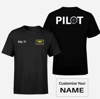Thumbnail for Pilot & Jet Engine aviation design printed on soft cotton double-side print T-shirt.