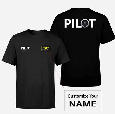 Pilot & Jet Engine aviation design printed on soft cotton double-side print T-shirt.
