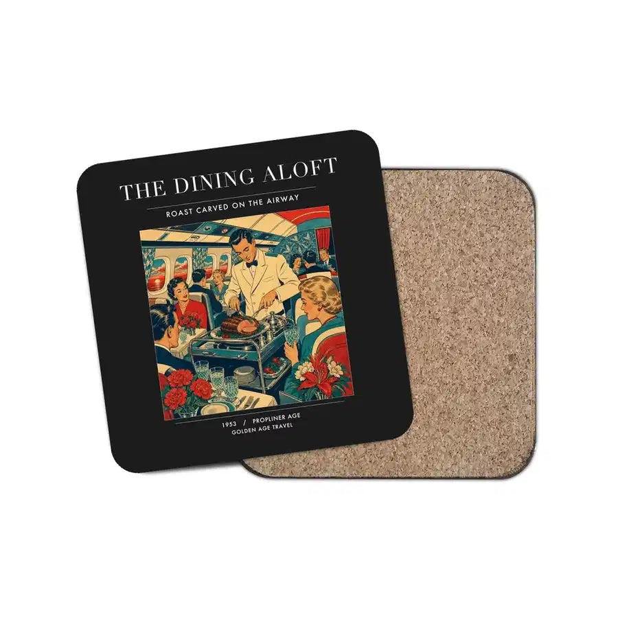 The Dining Aloft - Designed Coasters design on black 1-piece
