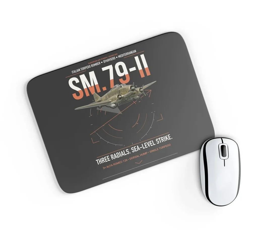 Savoia-Marchetti SM.79-II Sparviero design on black rectangle mouse pad