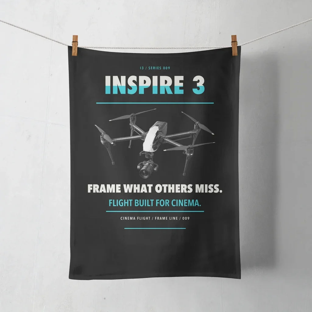 DJI Inspire 3 design on black towel