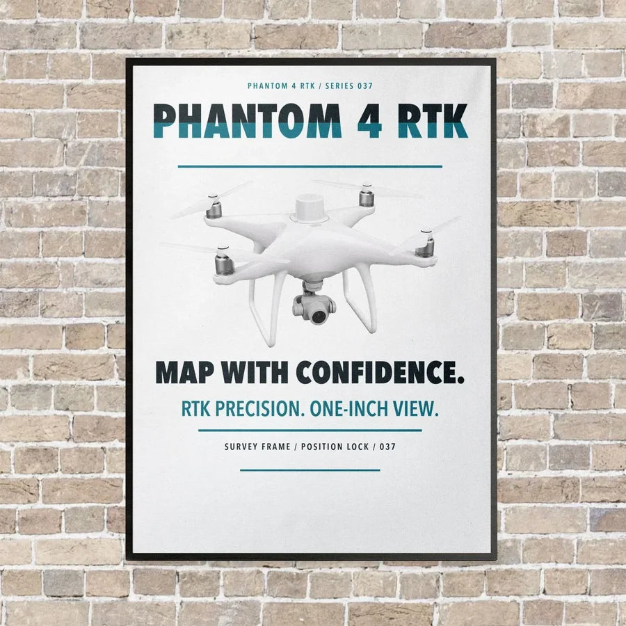 DJI Phantom 4 RTK vertical canvas print - framed - white background